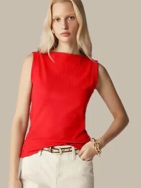 J. Crew Sleeveless Ribbed Tank in Bright Red